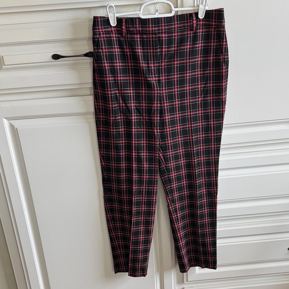 Ann Taylor Plaid Trousers - Black and Red